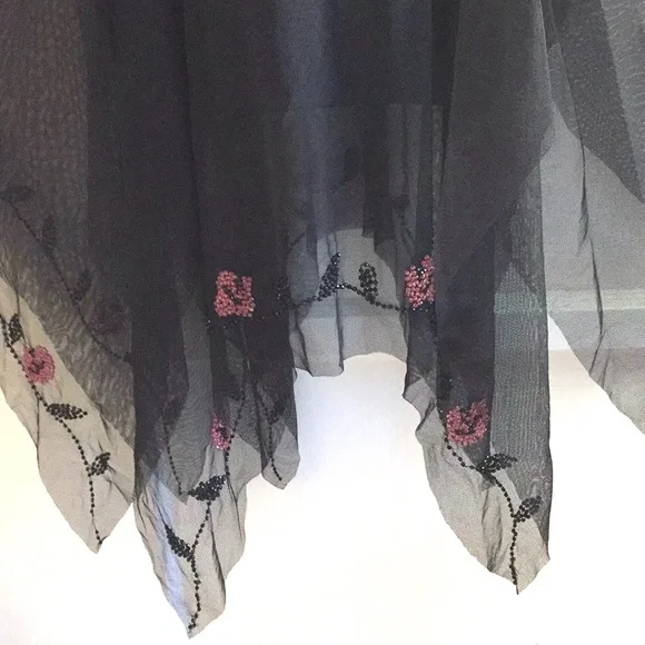 VINTAGE GOWN SUE WONG Beaded Floral on Peekaboo Mesh Underslip Prom Bridal Y2K - Picture 13 of 17